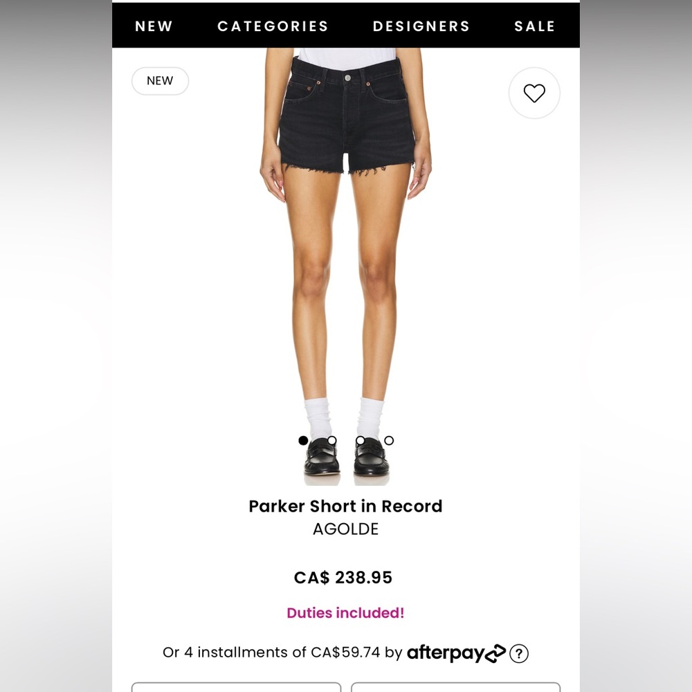 Agolde Parker Short in black